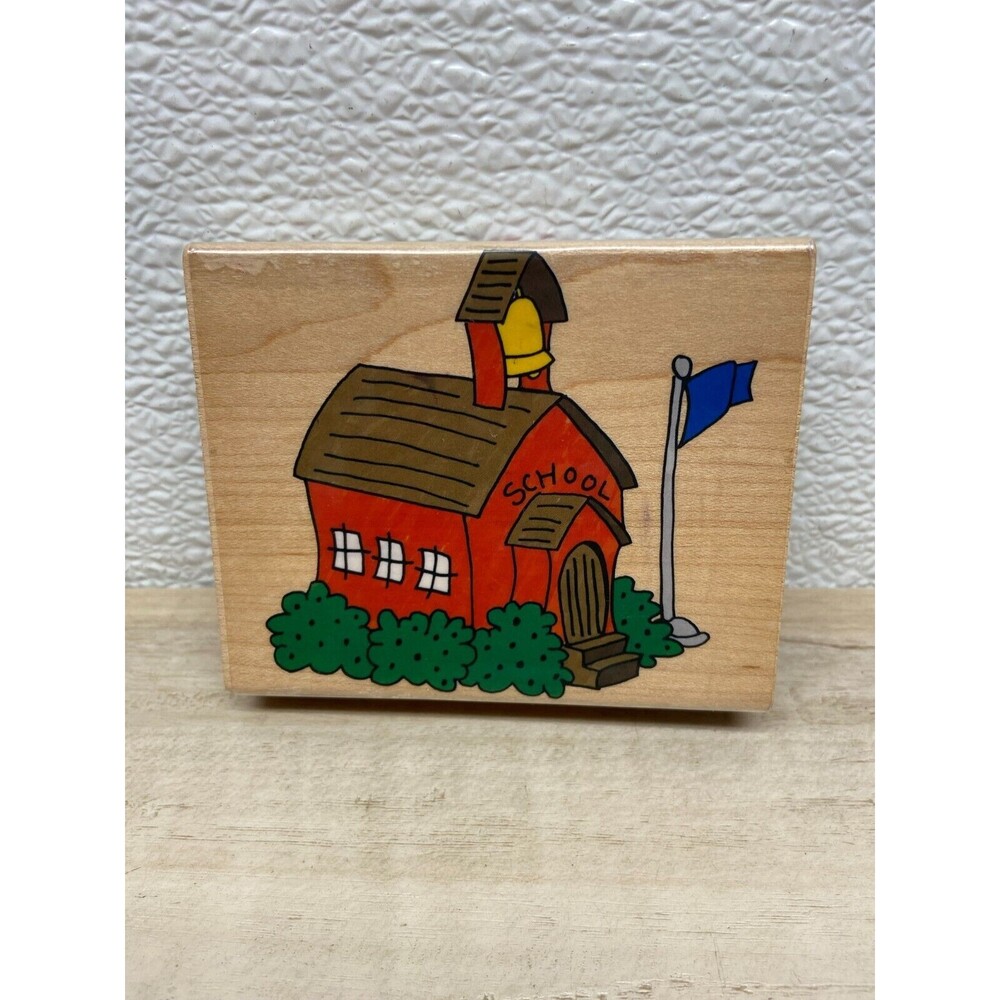 2007 Stampabilities School House Wood Mounted Rubber Stamp